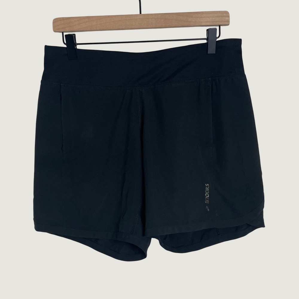 Brooks Running Shorts Mens Medium Black 7" Athletic Workout Running Gym